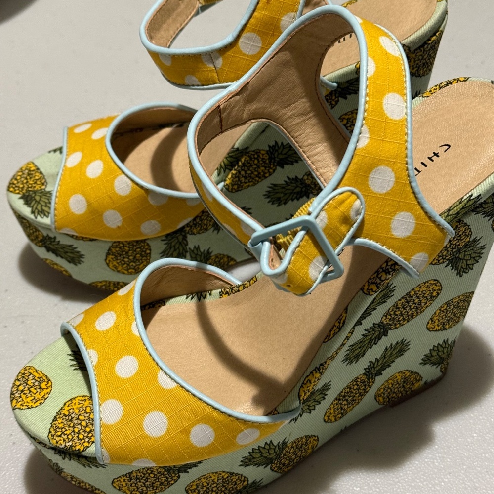 SIZE 7 CHINESE LAUNDRY PLATFORM WEDGE PINEAPPLE HIGH HEEL SANDALS LOT5582 - Picture 2 of 9